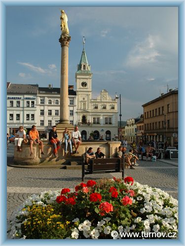 Turnov - Town-hall and fountain