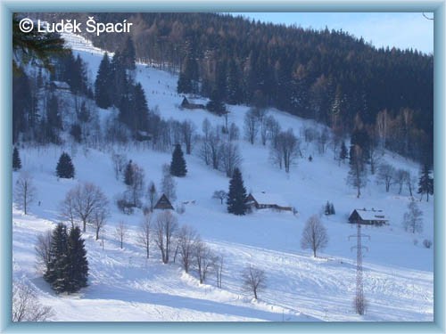 The ski resort oposite the mountain cottage