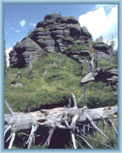Rock on the top of mountain Jizera