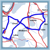 Cycling routes - The trace in Czech middle mts.
