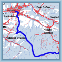 Cycling routes - From Rožnov p. Radhoštěm to Třeštík