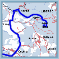 Cycling routes - From Krizany to Jested