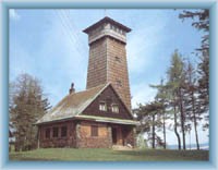 Chalet with view-tower on the top of mountain Lázek