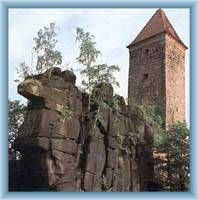 Gothic tower of the castle in Nejdek