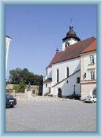 Church at the town square in Nové Město