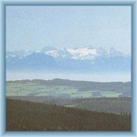 Alpen from view-point above the dam lake Lipno